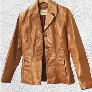🍃Wilson’s | Camel Leather Button Front Jacket